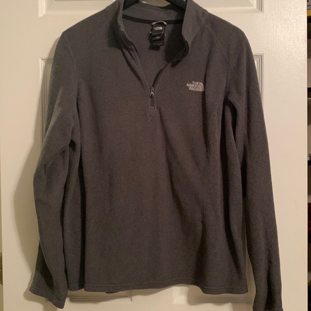North face dark grey fleece quarter zip pullover